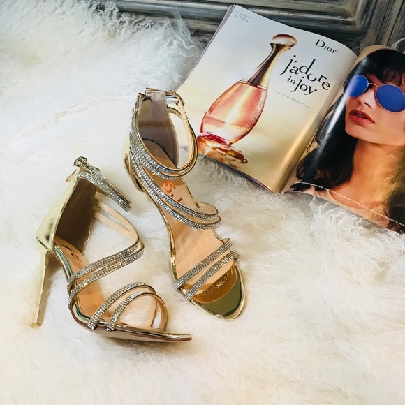 SOLD❣️Evening Shoes Rhinestone Sandals Heels - Picture 3 of 9